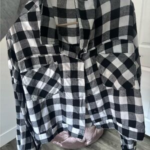 Black and White Plaid Button-Up Shirt